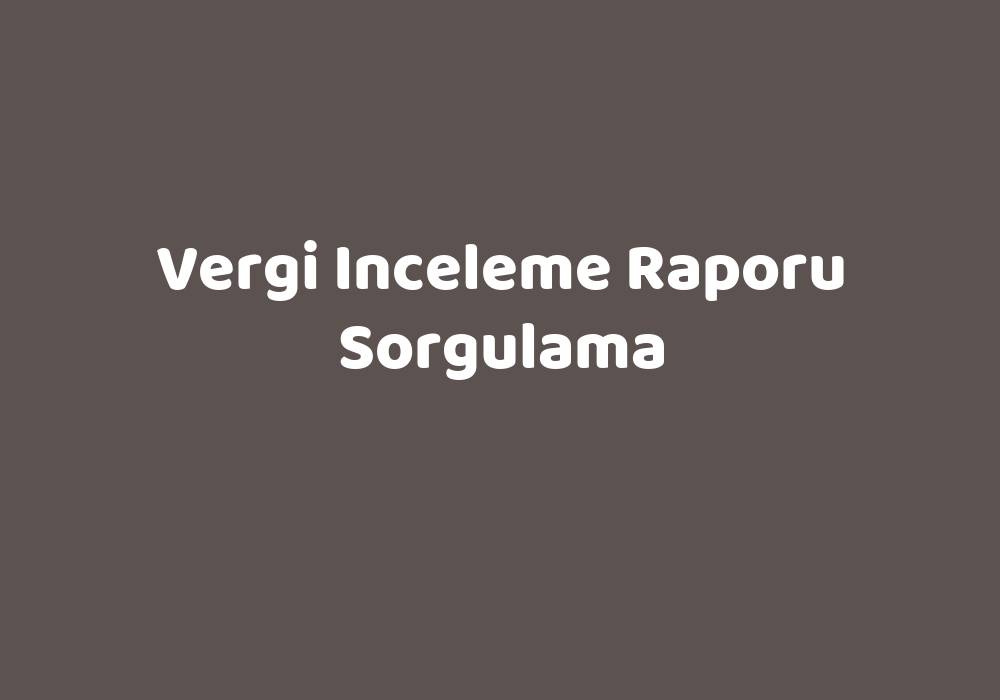 Vergi Inceleme Raporu Sorgulama